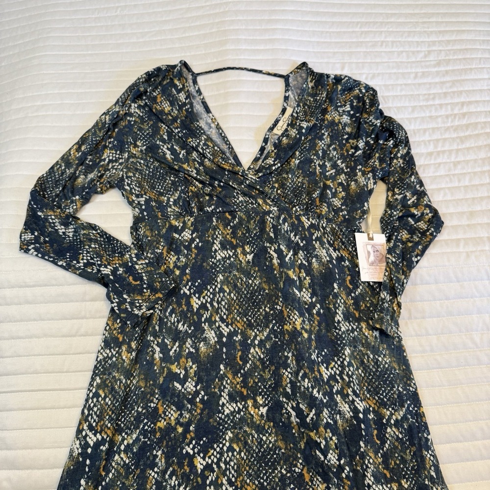 Jessica Simpson Dress Womens Size XL Maternity  Long Sleeve Stretch Snake Print